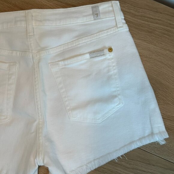 7 for All Mankind Denim Cut-Off Shorts White 27 - Picture 7 of 10